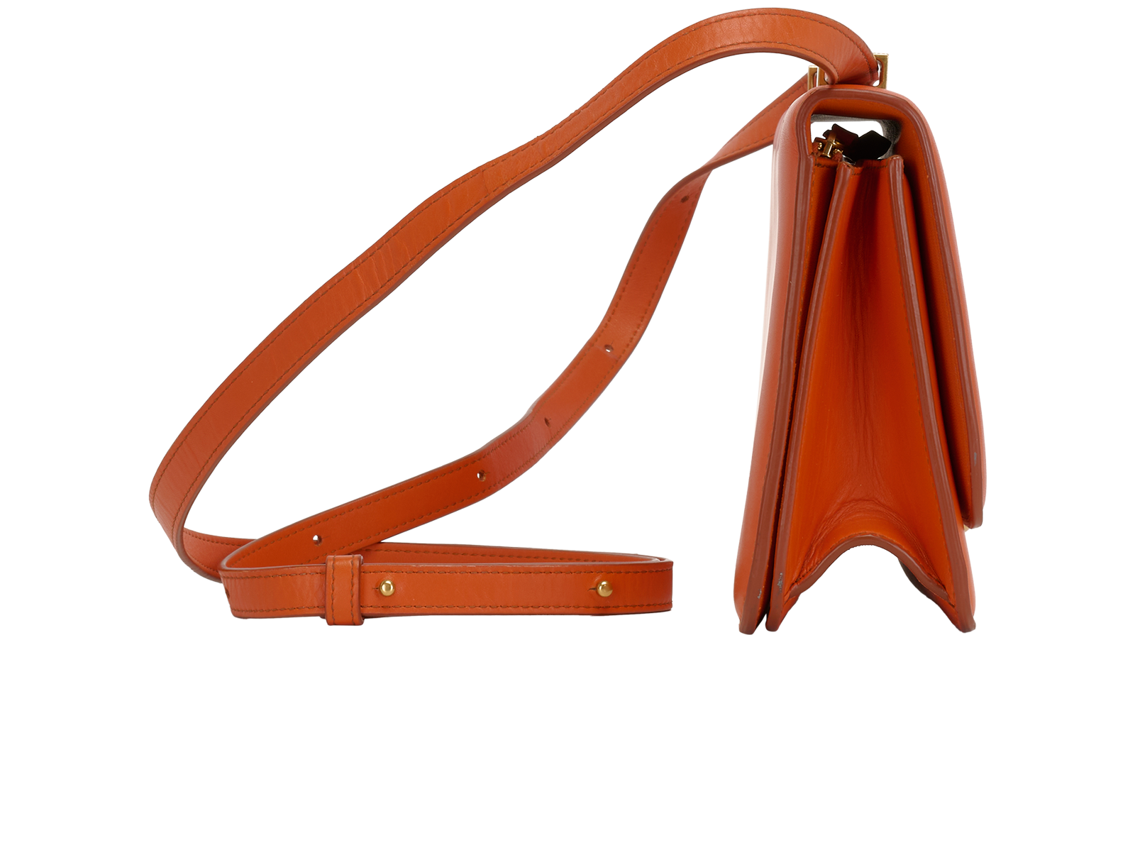 Small Classic Ronde Shoulder Bag, &pound;350, Handbags, Orange, Leather, Side view